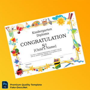 USA Kindergarten School Kindergarten Diploma Template – High Quality Replacement Template USA Kindergarten School Kindergarten Diploma Template – High Quality Replacement Template