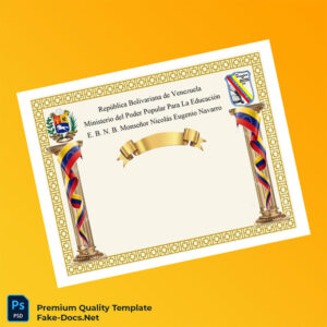 Venezuela E. B. N. B. Monseñor Nicolás Eugenio Navarro High School Diploma – High Quality Replacement Template 2 Page Venezuela E. B. N. B. Monseñor Nicolás Eugenio Navarro High School Diploma – High Quality Replacement Template 2 Page