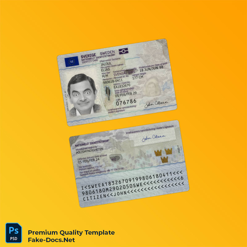 Sweden ID template in PSD format – High Quality Replacement Template (PSD) Sweden ID template in PSD format – High Quality Replacement Template (PSD)