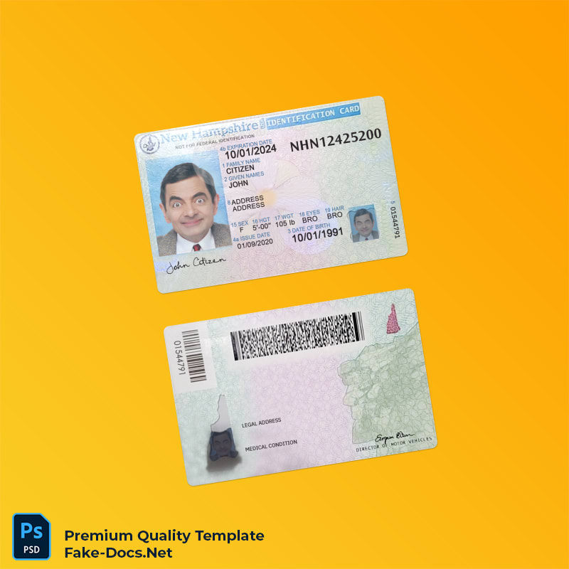 USA New Hampshire ID card PSD template – High Quality Replacement Template (PSD) USA New Hampshire ID card PSD template – High Quality Replacement Template (PSD)