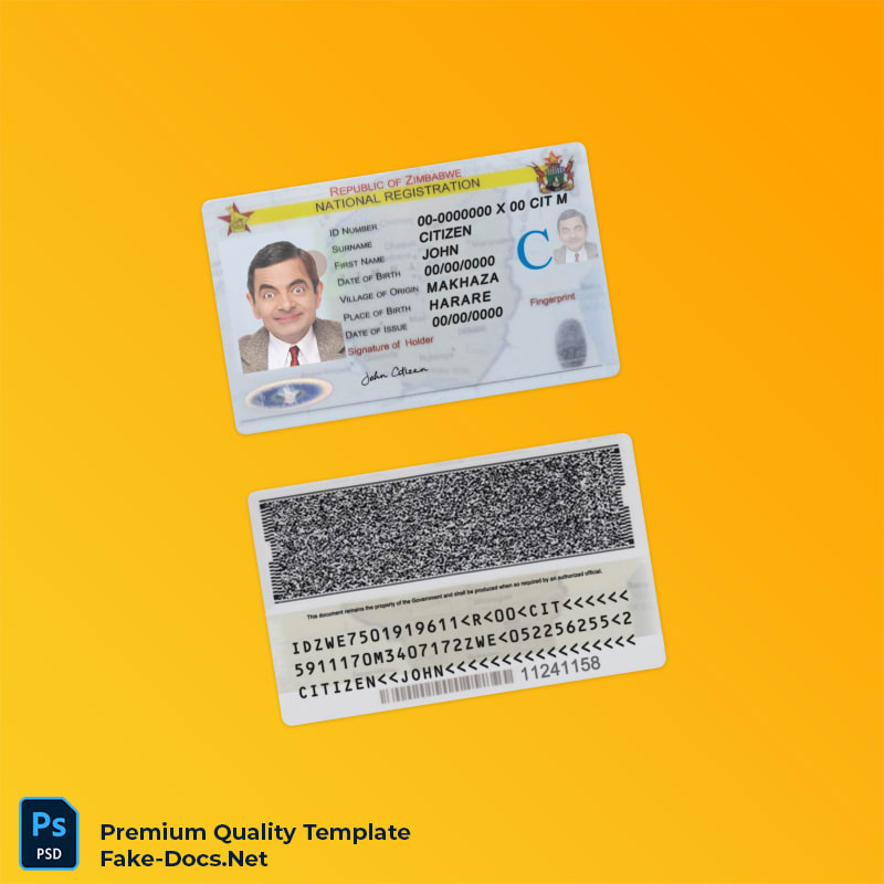 Zimbabwe national registration ID card PSD template – High Quality Replacement Template (PSD) Zimbabwe national registration ID card PSD template – High Quality Replacement Template (PSD)